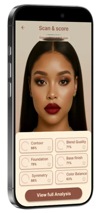 iPhone Pro showing makeup analysis results